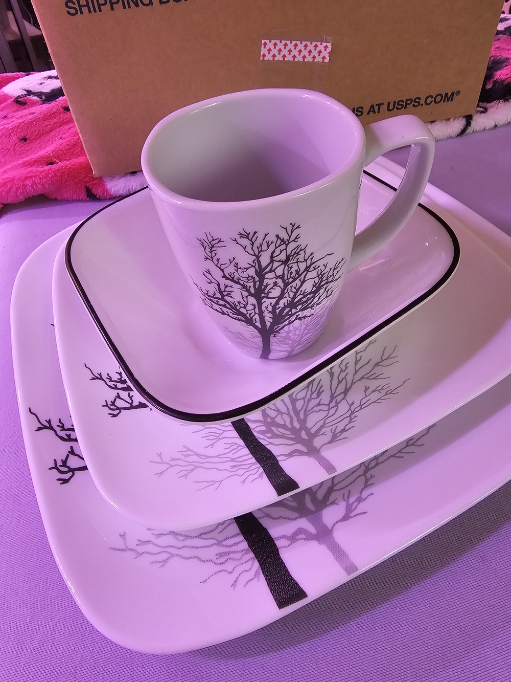 Corelle Timber Shadows dinnerware collection Service For 4. NWOT Retail $120